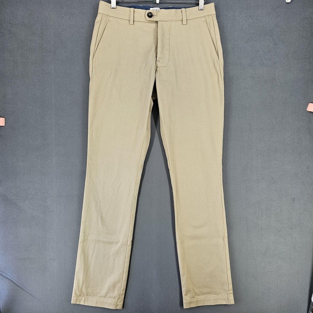 Gustin Pants Mens 32x34 Beige Slim Fit Chino Cotton Flat Front USA‎ Twill Casual